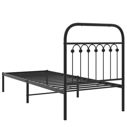 Estrutura de cama com cabeceira 75x190 cm metal preto