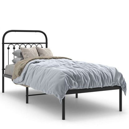 Estrutura de cama com cabeceira 75x190 cm metal preto