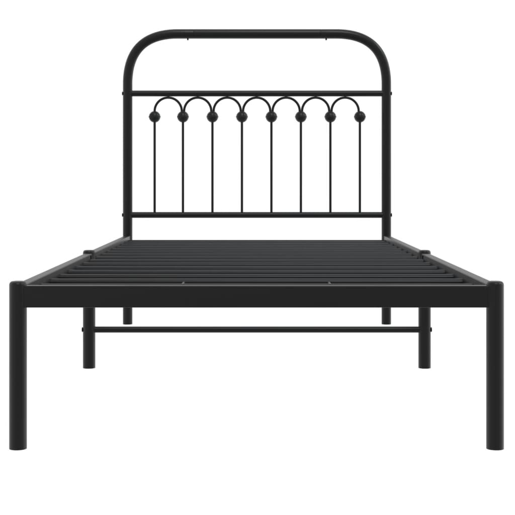 Estrutura de cama com cabeceira 90x190 cm metal preto