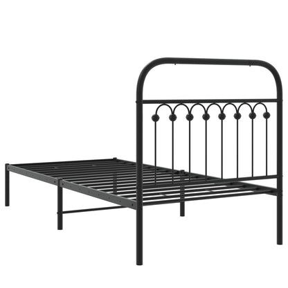 Estrutura de cama com cabeceira 90x190 cm metal preto