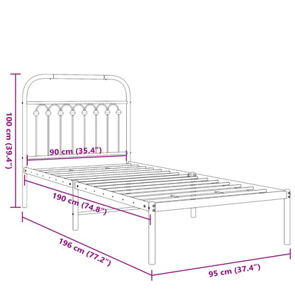 Estrutura de cama com cabeceira 90x190 cm metal preto