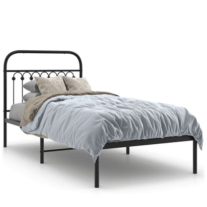 Estrutura de cama com cabeceira 90x190 cm metal preto