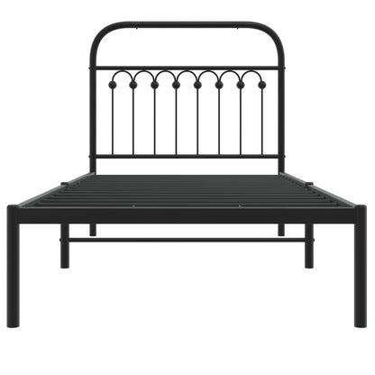 Estrutura de cama com cabeceira 90x200 cm metal preto