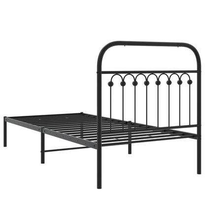 Estrutura de cama com cabeceira 90x200 cm metal preto