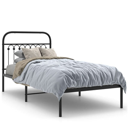 Estrutura de cama com cabeceira 90x200 cm metal preto