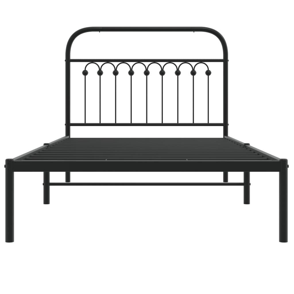 Estrutura de cama com cabeceira 100x200 cm metal preto