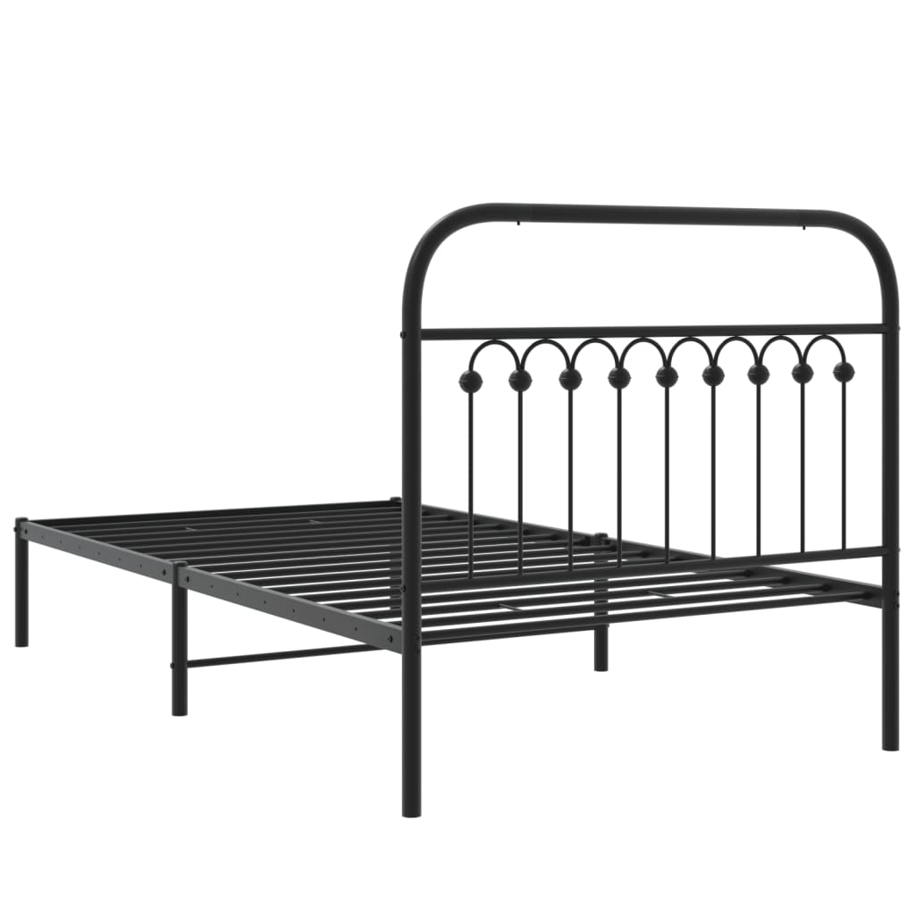 Estrutura de cama com cabeceira 100x200 cm metal preto