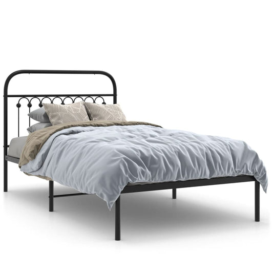 Estrutura de cama com cabeceira 100x200 cm metal preto