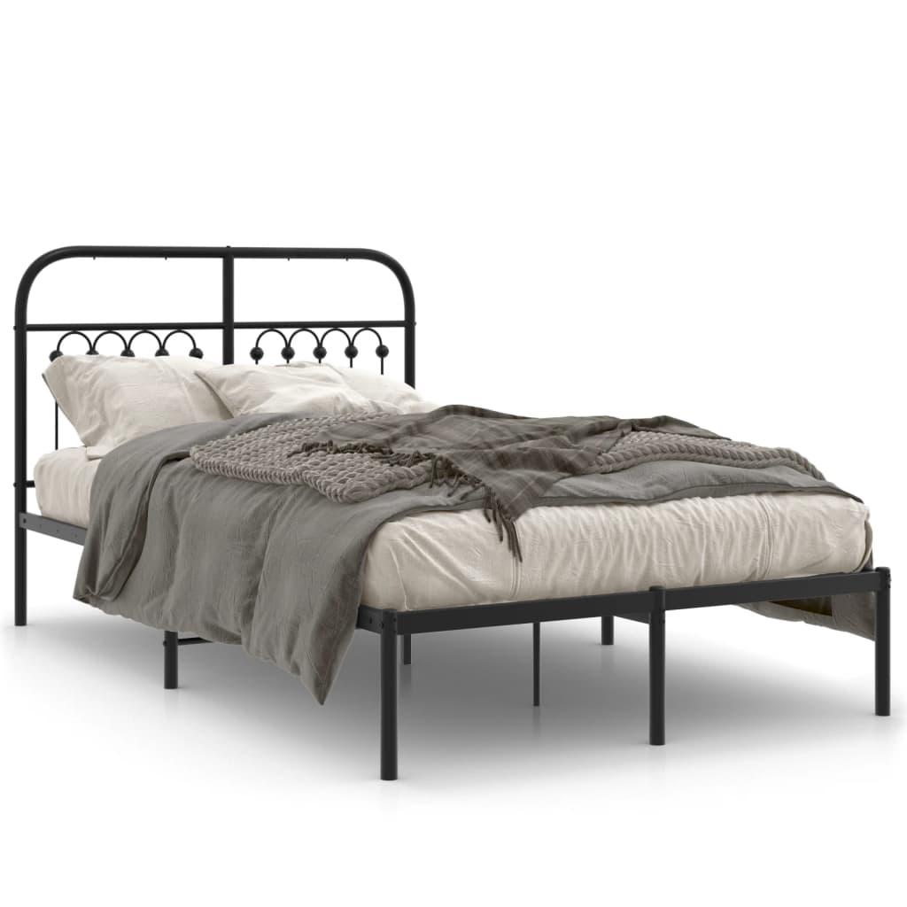 Estrutura de cama com cabeceira 120x190 cm metal preto