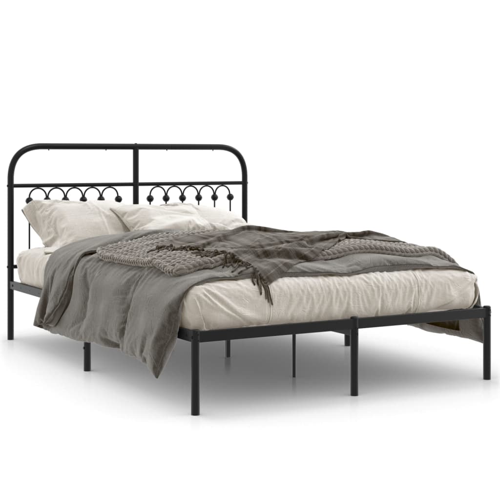 Estrutura de cama com cabeceira 135x190 cm metal preto