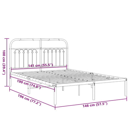 Estrutura de cama com cabeceira 140x190 cm metal preto