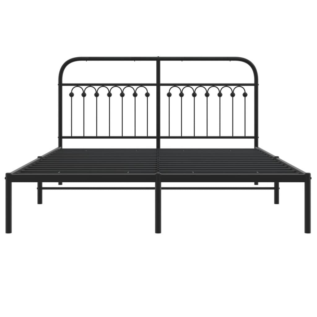 Estrutura de cama em metal com cabeceira 150x200 cm preto