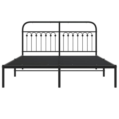 Estrutura de cama em metal com cabeceira 150x200 cm preto