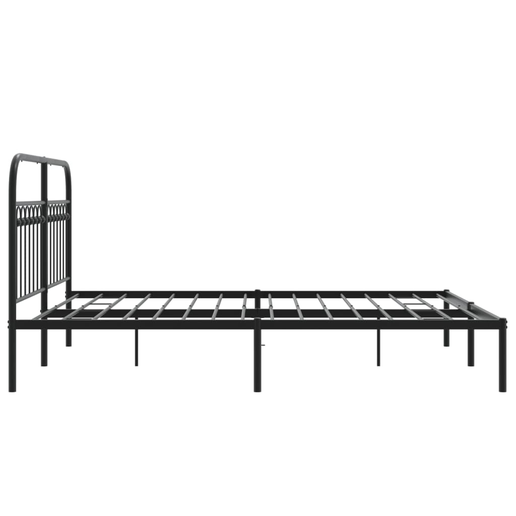 Estrutura de cama em metal com cabeceira 150x200 cm preto