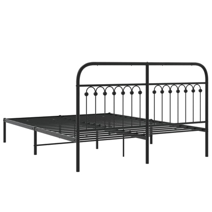 Estrutura de cama em metal com cabeceira 150x200 cm preto