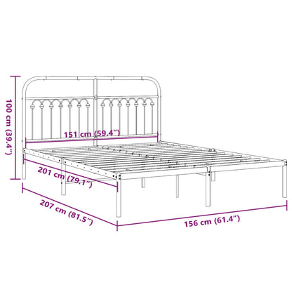 Estrutura de cama em metal com cabeceira 150x200 cm preto