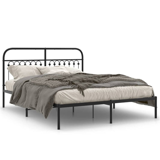 Estrutura de cama em metal com cabeceira 150x200 cm preto