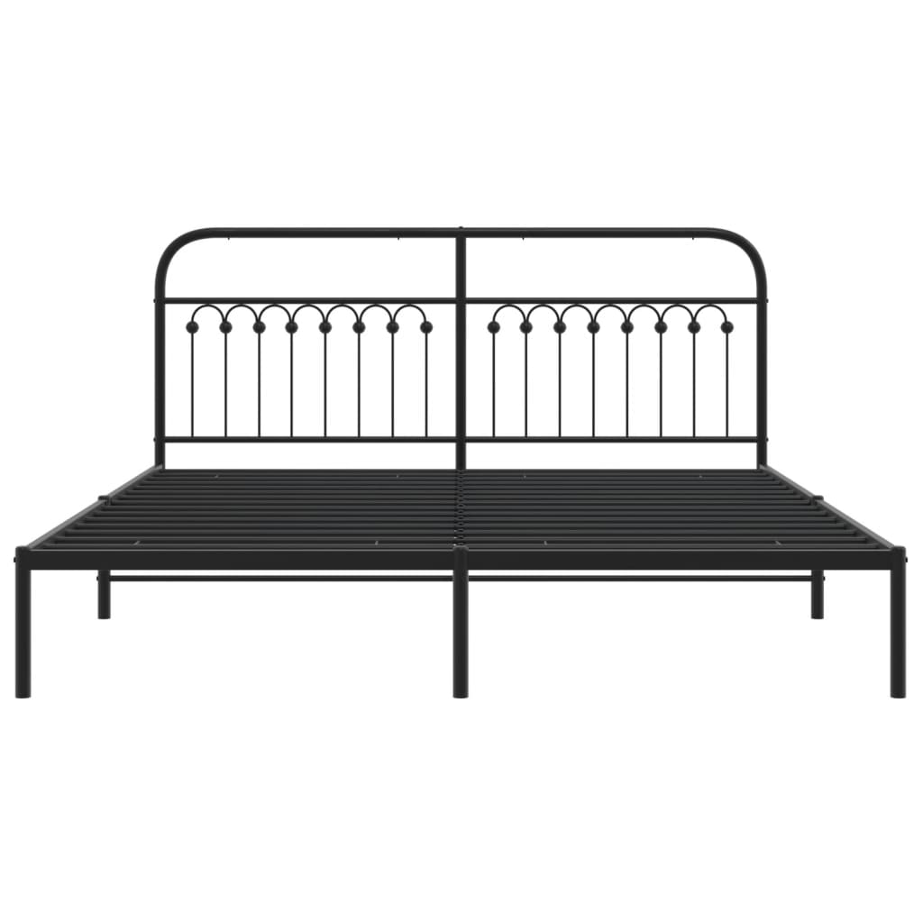 Estrutura de cama com cabeceira 183x203 cm metal preto