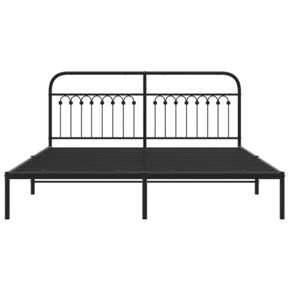 Estrutura de cama com cabeceira 183x203 cm metal preto