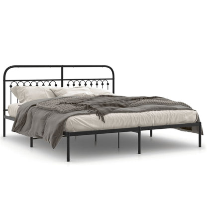 Estrutura de cama com cabeceira 183x203 cm metal preto