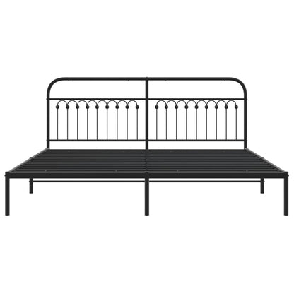 Estrutura de cama com cabeceira 193x203 cm metal preto