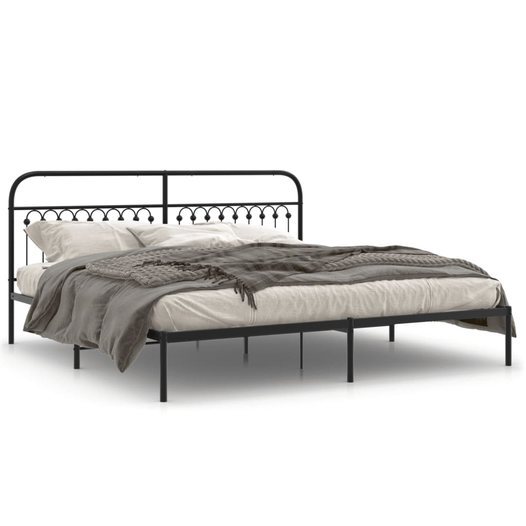 Estrutura de cama com cabeceira 193x203 cm metal preto