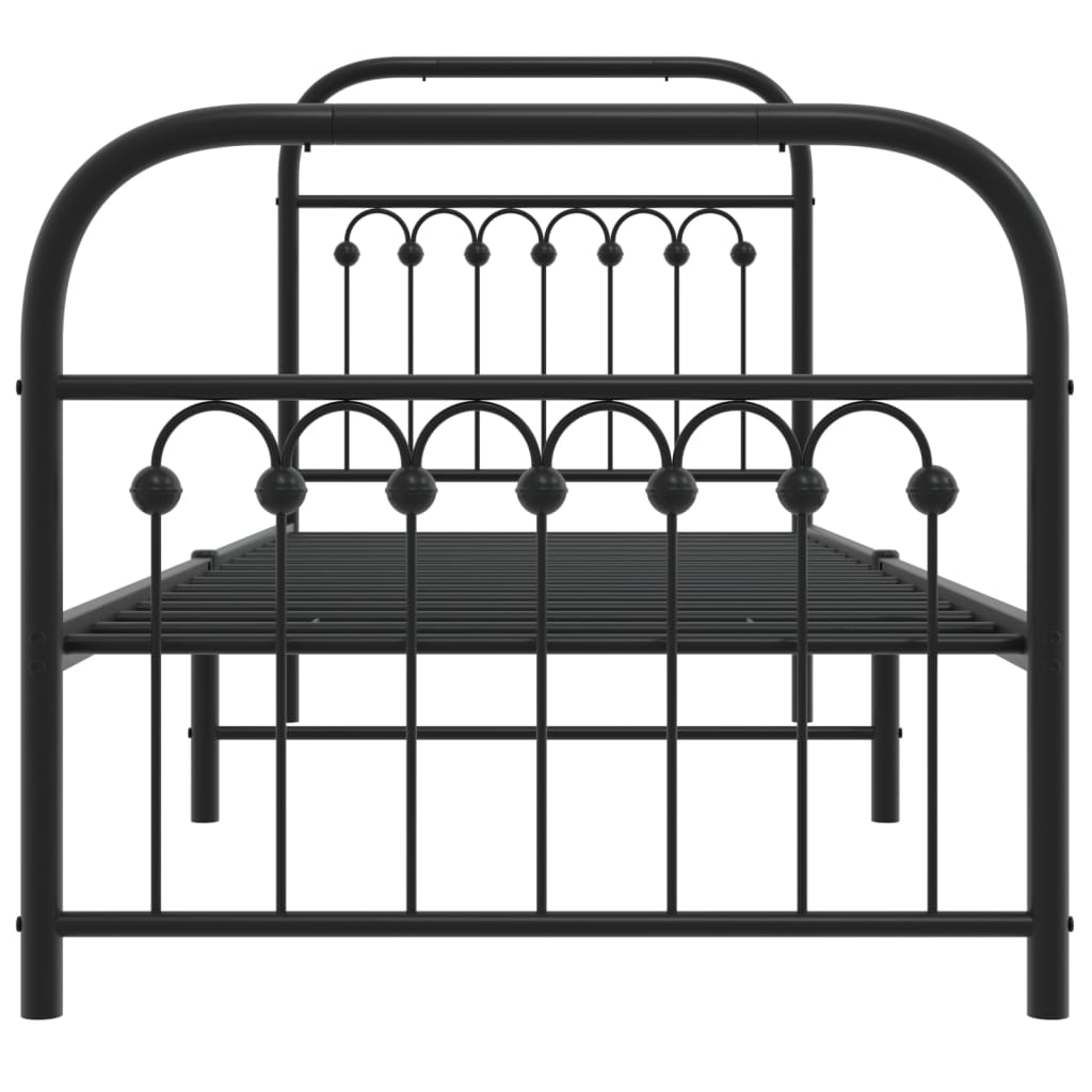 Estrutura de cama com cabeceira e pés 80x200 cm metal preto