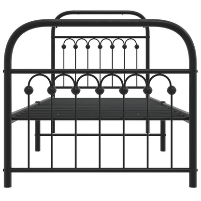 Estrutura de cama com cabeceira e pés 80x200 cm metal preto