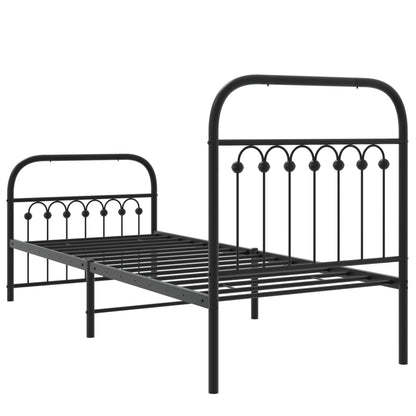 Estrutura de cama com cabeceira e pés 80x200 cm metal preto