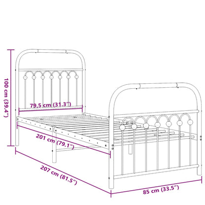 Estrutura de cama com cabeceira e pés 80x200 cm metal preto