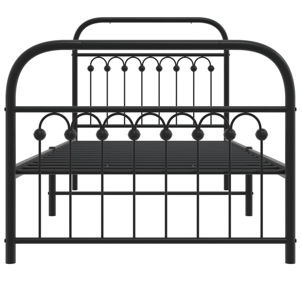 Estrutura de cama com cabeceira e pés 90x190 cm metal preto