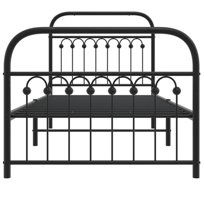 Estrutura de cama com cabeceira e pés 90x190 cm metal preto