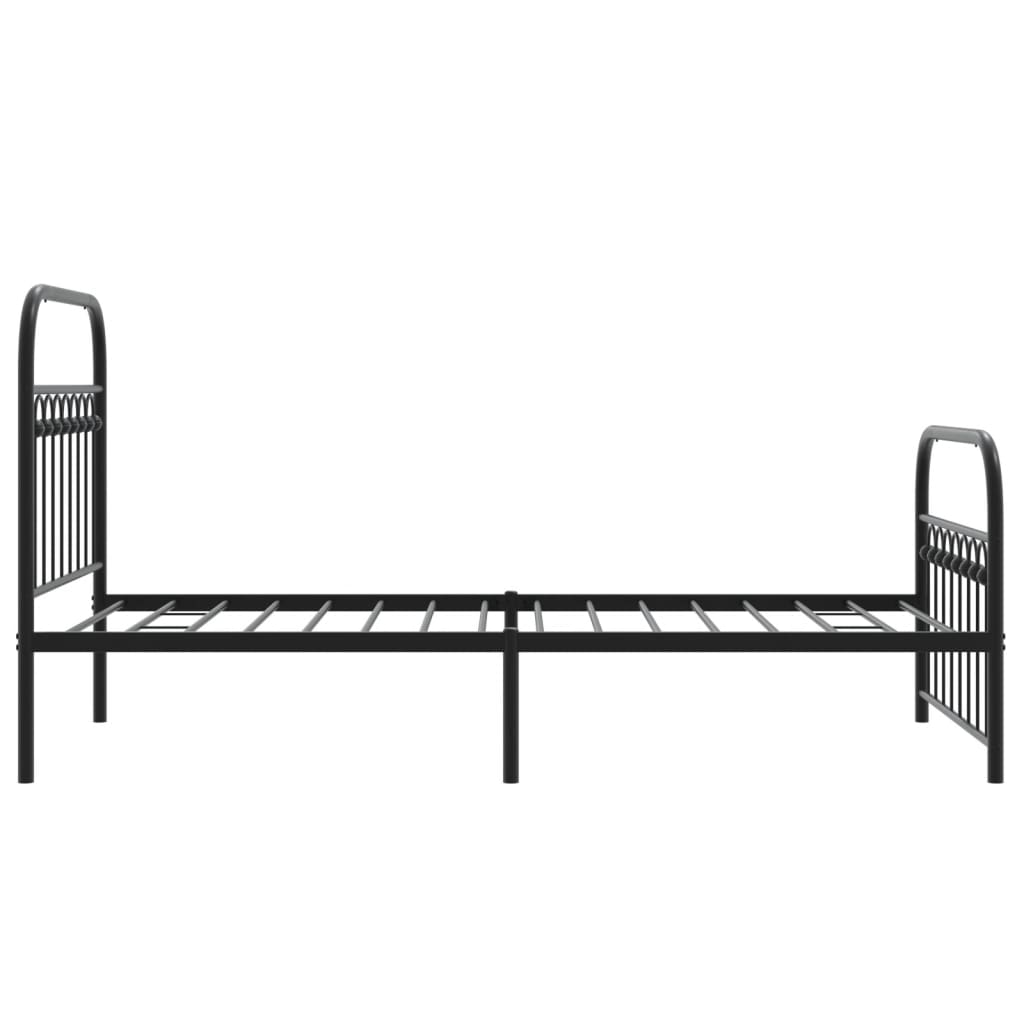 Estrutura de cama com cabeceira e pés 90x190 cm metal preto