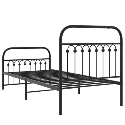 Estrutura de cama com cabeceira e pés 90x190 cm metal preto