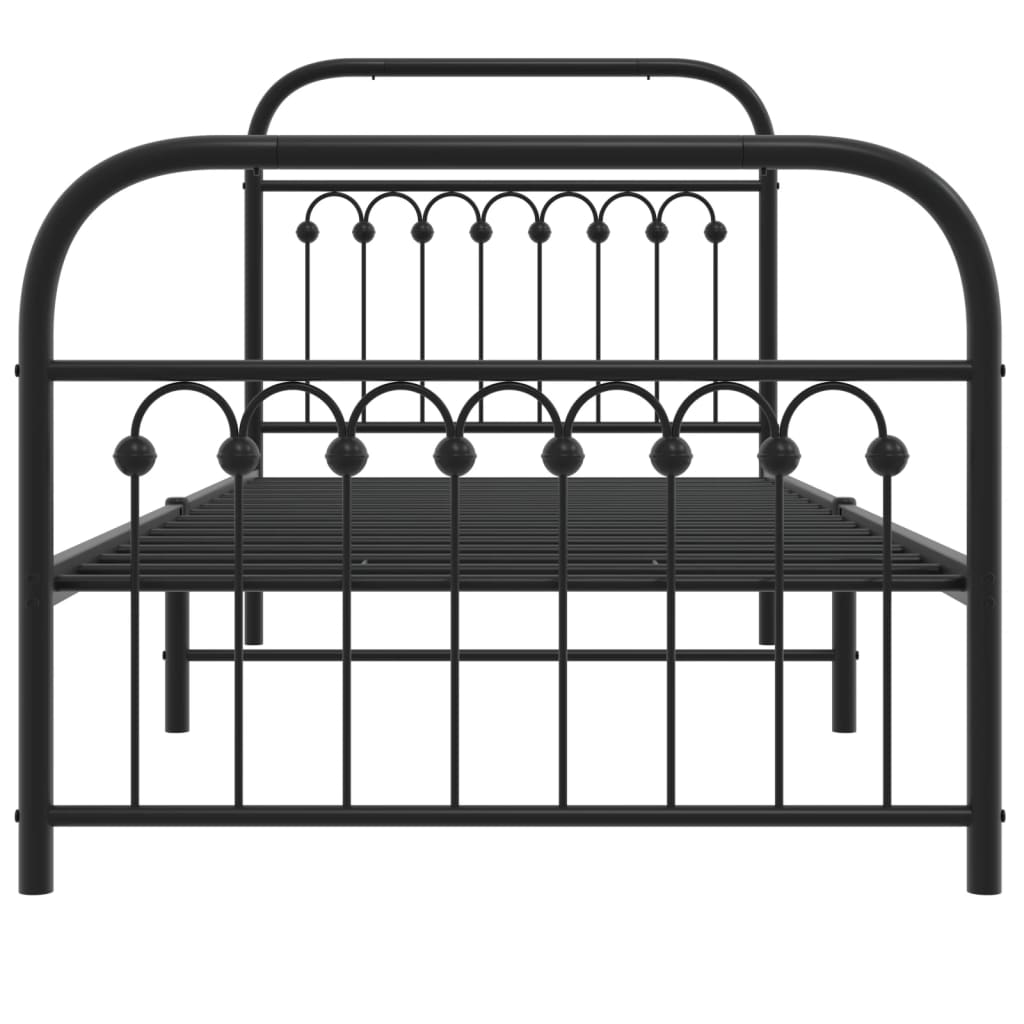 Estrutura de cama com cabeceira e pés 90x200 cm metal preto