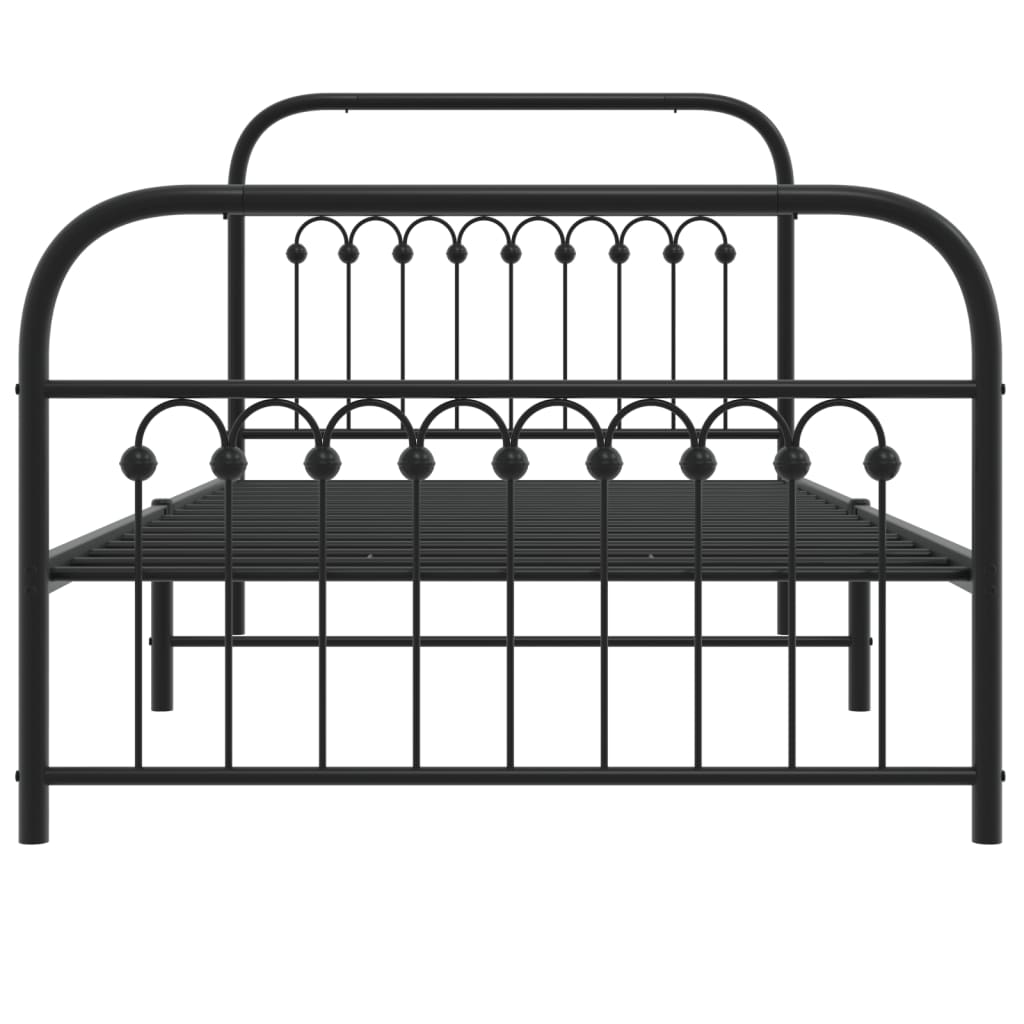 Estrutura de cama com cabeceira e pés 100x190 cm metal preto