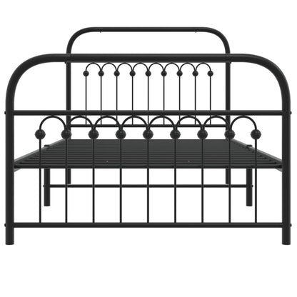 Estrutura de cama com cabeceira e pés 100x190 cm metal preto