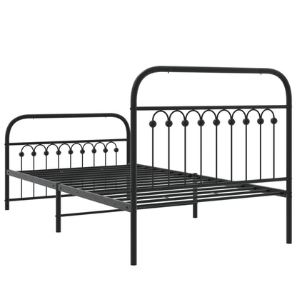 Estrutura de cama com cabeceira e pés 100x190 cm metal preto