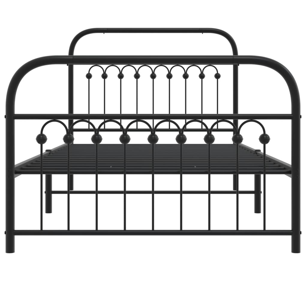 Estrutura de cama com cabeceira e pés 100x200 cm metal preto