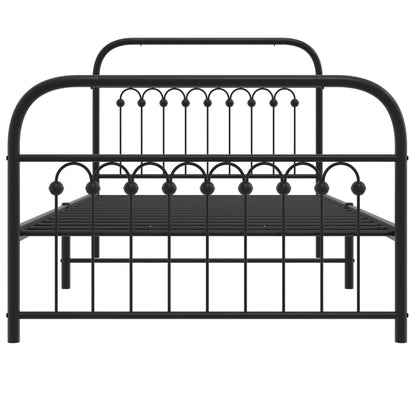 Estrutura de cama com cabeceira e pés 100x200 cm metal preto