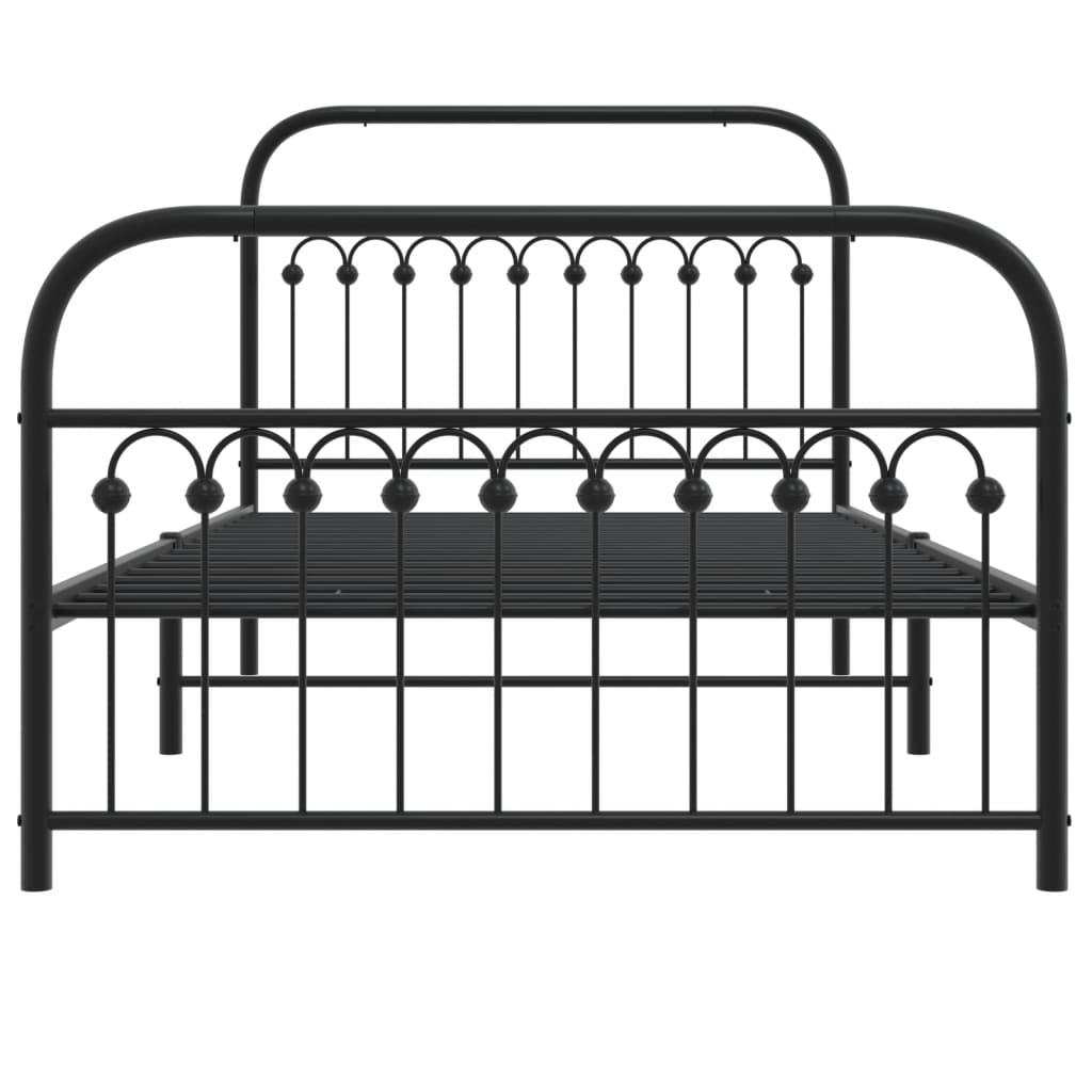 Estrutura de cama com cabeceira e pés 107x203 cm metal preto