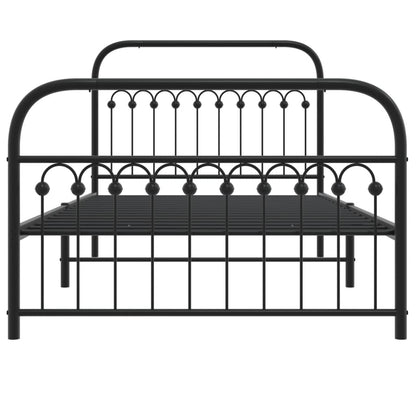 Estrutura de cama com cabeceira e pés 107x203 cm metal preto