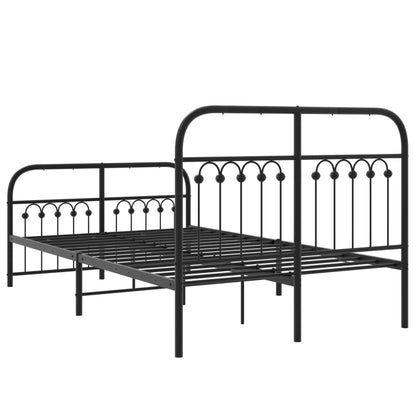 Estrutura de cama com cabeceira e pés 120x190 cm metal preto