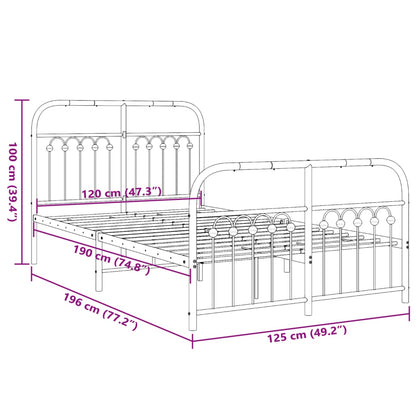 Estrutura de cama com cabeceira e pés 120x190 cm metal preto