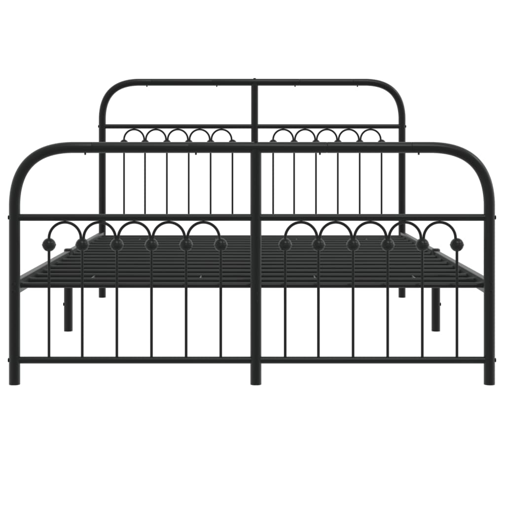 Estrutura de cama com cabeceira e pés 137x190 cm metal preto