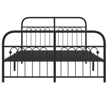 Estrutura de cama com cabeceira e pés 137x190 cm metal preto