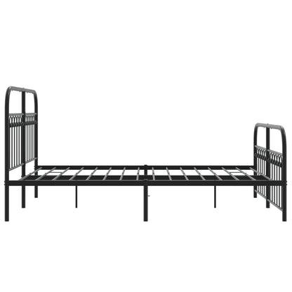 Estrutura de cama com cabeceira e pés 137x190 cm metal preto