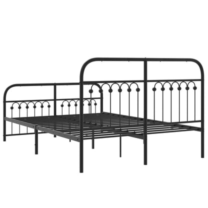 Estrutura de cama com cabeceira e pés 137x190 cm metal preto