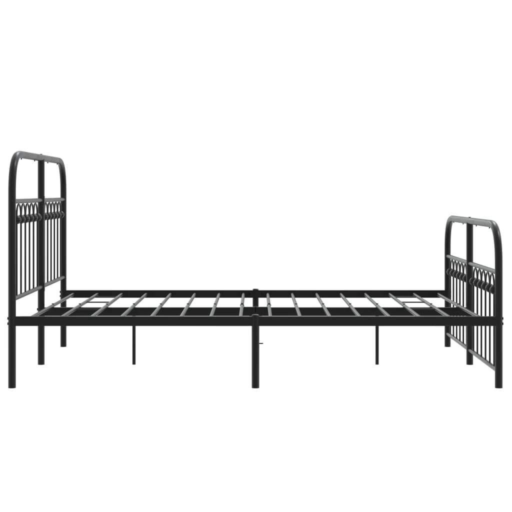 Estrutura de cama com cabeceira e pés 140x190 cm metal preto