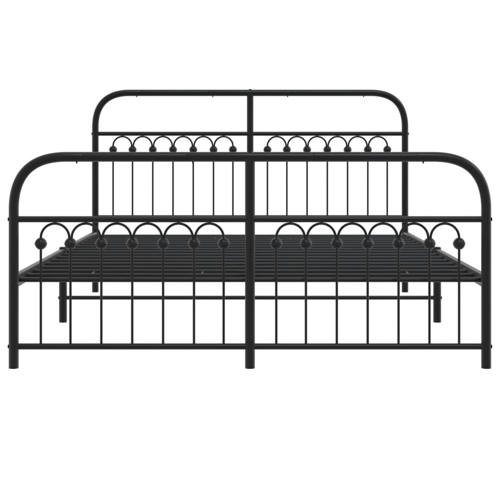 Estrutura de cama com cabeceira e pés 150x200 cm metal preto